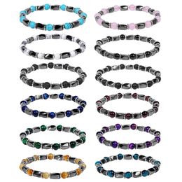 Magnetite Twist Beads Braccialetti con pietre preziose elasticizzate Bracciale con pietra curativa per terapia per artrite Rilascio di energia negativa Ansia