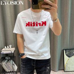 Men's T-Shirts Mens letter Print T-shirts Short Sleeve Cotton Casual T-shirt Oversize Harajuku Streetwear Clothes for Teens Tee Tops L230520