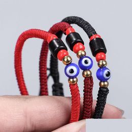 Charm Bracelets Red Rope Tibetan Buddhist Love Lucky Mexican Friendship Evil Blue Eye For Women Men Drop Delivery Jewellery Dhnat