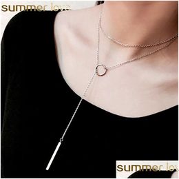 Pendant Necklaces Fashion Jewellery Round Circle Long Tassel Necklace Women Exquisite Sier Colour Sweater Accessories Gifts Drop Delive Dhsaj