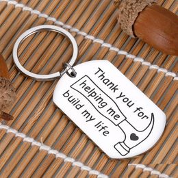 Key Rings Stainless Steel Keychain Thank You For Hel Me Tool Engrave Letters Ring Dad Fathers Day Gifts Drop Delivery Jewellery Dhg9R