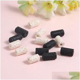 Charms 26Pcs/Lot New Fashion Natural Volcanic Stone Pendant Cylindrical Charm For Diy Jewelry Making Women Men Bracelet Necklace Acc Dhgwp