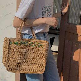 Evening Bags Casual Lemon Str Women Handbags Paper Woven Large Tote Bag Handmade Summer Beach Crossbody Bags Bali Big Shopper Purses 2023 T230526