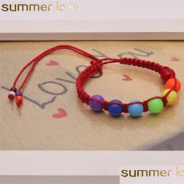 Beaded Design Coloured Beads Bracelet Woven Rope Braided Handmade Fashion Jewellery For Friendship Lover Christmas Gift Drop Delivery Br Dhc0A