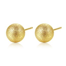 Stud Fashion Frosted Ball Earring Copper Studs Earrings Sier Gold For Women With Diameter 5Mm To 10Mm Drop Delivery Jewellery Dhsgf