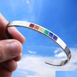 Bracelets Stainless Steel Open Cuff Bracelet Bangels Rainbow Gay Jewelry Personalized Letter Initial Can Engrave Jewellry Dr Dhizr