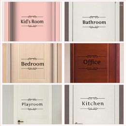 Wall Stickers Kitchen Bathroom Bedroom Playroom Office Toilet Entrance Sign Door For Home Decoration Diy Art Quotes Decals