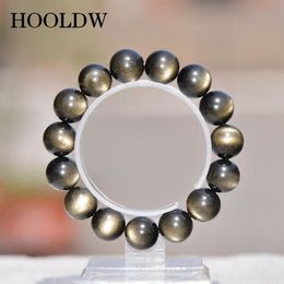 Charm Bracelets Natural Stone 6A Black Gold Obsidian Bangle Jewellery 6mm 8mm 10mm 12-20mm Round Beads Bracelet For Men Women