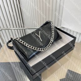 Silver Letter Underarm Bag Designer Bag Women Retro Handbag Luxury Chain Shoulder Bags Black Cool Leather Handbags