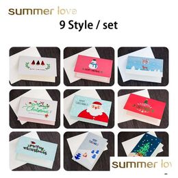 Other 9 Pcs/Pack Christmas Mini Lomo Card Valentines Day Year Greeting Postcard Birthday Gift Mes Cartoon Blessing Cards Drop Delive Dh3Ca