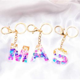 Keychains Cute 26 Letter Pendant Men's Acrylic A to Z Keychain Bracket Luxury Keyring Charm Pack Accessories Gift G230525
