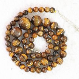 Chains Yellow Tiger Stone 6-14mm Round Loose Beads Handmade Necklace 18"B630