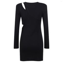 Casual Dresses Women Mini Black Dress Sexy Hole Slim Bodycon Club Party Vestidos Holiday Beach Japan Korean In