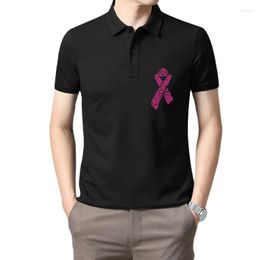 Men's Polos Pink Ribbon Breast Cancer Awareness Women's Fashion T-Shirt Graphic Tee Tops Short Sleeve Basic Cotton Aesthetic Clothes