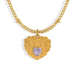Pendant Necklaces UhBinyca Stainless Steel Heart Necklace Chic 18K Gold Color Chain Waterproof Zircon Exquisite Jewelry Hypoallergenic