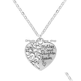 Pendant Necklaces Fashion Love Necklace Between Mother Daughter Is Hollow Out Heart Pendants Womens/ Mothers Day Jewellery Gift Drop De Dhxyz