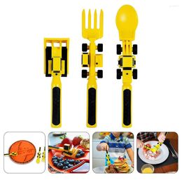 Dinnerware Sets Car Tableware Kit Restaurant Cutlery Set Fork Kids Tpe Soft Glue Utensils Toddler Dinner Spoon