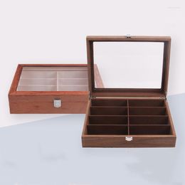 Jewelry Pouches 8 Grids Vintage Wooden Glasses Storage Box Wood Sunglasses Eyewear Eyeglasses Display Case Holder Organizer Gift