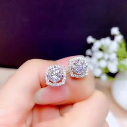 Romantic Moissanite Stud Earring 100% Real 925 sterling silver Jewellery Engagement Wedding Earrings for Women Bridal Bijou