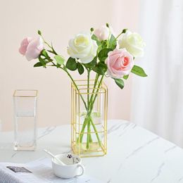 Decorative Flowers Rose Flower Single Branch Indoor Table Decoration Backdrop Props Valentine Gift Fake Bouquet Home Artifi