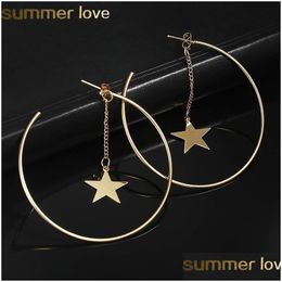 Hoop Huggie Fashion Exaggeration Big Circle Earrings For Women Gold Color Trendy Retro Round Star Personality Jewelry Drop Delivery Dhwd5