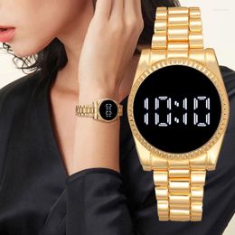 Wristwatches Luxury Men's LED Digital Watch Touch Screen Ladies Fashion Women's Watches Diamond-studded Stainless Steel