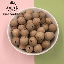 Baby Teethers Toys Beech Wooden Chewable 1020mm Round Beads Ecofriendly DIY Craft Jewellery Accessories Teether 230525