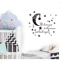 Wall Stickers Cartoon Sleeping Moon Star Sticker Children's Baby Room Bedroom Home Decoration Mural Decal Wallpaper