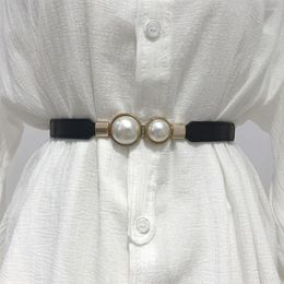Belts Fashion Women Elasticity Waist Strap Rhinestone Decoration Buckle All-Match Coat Ladies Thin Waistband