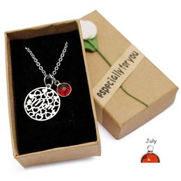 Pendant Necklaces Love Heart Mom Necklace Crystal Birthstone Stainless Steel Chain Charm Mothers Day Birthday Gifts For Drop Deliver Dhcng