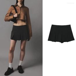 Skirts Vintage Dark Grey Mini Women Ruffles Pleated Sexy Shorts Female Fashion 2023 Streetwear Mujer Faldas