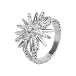 Cluster Rings JADE ANGEL Sunflower Zirconia Ring Fashionable And Stylish White Gold Copper Plated Personalised For Women Jewellery