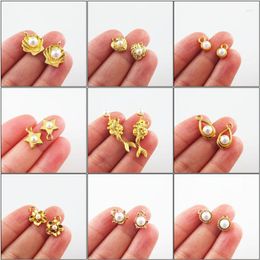 Charms Fashion Star Mermaid Crown Teardrop Round Flower White Plastic Pendants Gold Color