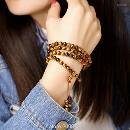 Strand BRO597 Natural Golden Tiger Eye 6mm Fashion Girls Bracelets Buddhiam 108 Mditation Mala Necklce Stone Beaded Bracelet