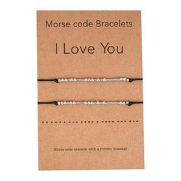 Bracelets de charme 2pcs unissex I Love You Amizade Bracelet Code Morse