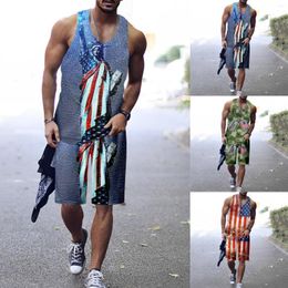 Men's Tracksuits Mens Letter Printed Round Neck Pullover Short Sleeve Vest Drawstring Shorts Suit Two Dress Suits Man