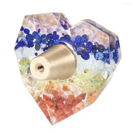 Jewelry Pouches 7 Chakra Drawer Knobs With Screws Heart Shape Resin Crystal Stone Pulls Handles For Dresser Cupboard Kitchen Wardrobe