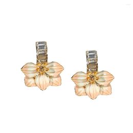 Stud Earrings Retro Lotus Women's Crystal Rhinestone Sweets Flower Jewelry Friends Gift