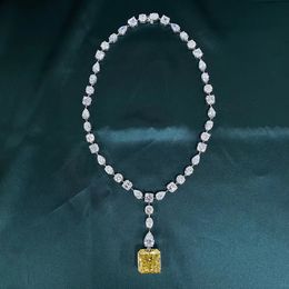 Collana di diamanti topazio di lusso da 15 carati 100% vero argento sterling 925 con pendenti di fidanzamento da sposa per le donne Gioielli da sposa859,80