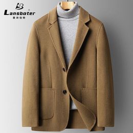 Men's Wool & Blends Woollen Coat Winter Jacket Handmade Double-faced Suit Slim Mature Temperament Male HY-02