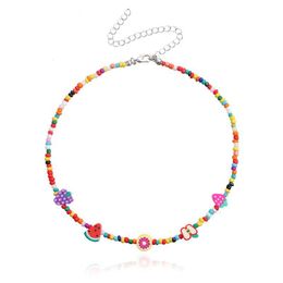 Chokers Rainbow Fruit Pearl Choker Necklace For Girl Birthday Gift Fancy Fruity Jewelry Remix Kidcore Drop Delivery Necklaces Pendant Dhjcz