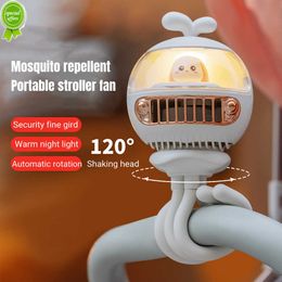 New Cartoon Safety Bladeless Stroller Fan USB Rechargeable 3600mAh Battery Operated Outdoor Portable Wireless Air Cooler Hand Fan