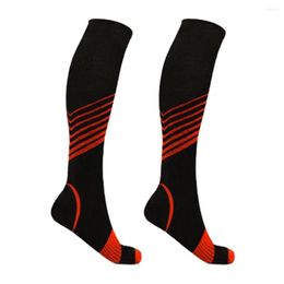 Sports Socks Men Women Leg Support Running Long Tube Cycling Athletic Casual Exercise Elastic Stripe Pattern Fashion Compression