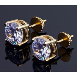 Stud 8Mm Hip Hop Earrings Sier Gold Plated Cz Earring For Women Men Designer Ear Rings Luxury Jewellery Gifts Drop Delivery Dhplj