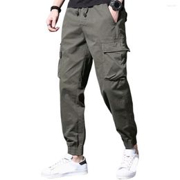 Men's Pants Male Lace-up Mid-rise Cargo Skin-touch Men Solid Color For School