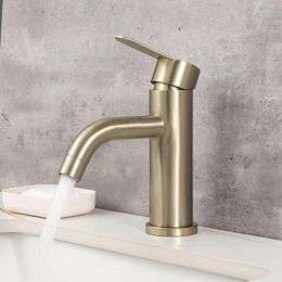 Bathroom Sink Faucets ULA Brushed Gold Faucet For Basin Washbasin Water Cold Mixer Taps Tap Waterfall