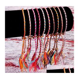 Charm Bracelets Handmade Woven Braided Rope Friendship Bracelet Beach Bohemian Polyester Thread Weave String For Women Men Jewellery G Dh7Wy