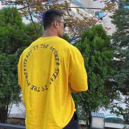 Men's T-Shirts 2022 New Men Loose Oversized Fitness T Shirt Fashion Black Yellow Tshirt Summer Gym Short Sleeve Cotton Casual Top Clothing J230526