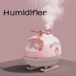 Essential Oils Diffusers Mini Cartoon Helicopter Aroma Air Humidifier USB Electric Essential Oil Diffuser with Warm Night Light for Car Office Home 230525
