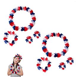 Decorative Flowers 8pcs/32pcs Flower Necklace Wedding Fancy Dress For Adult Soft Material Hula Artificial Wristbands Hawaiian Lei Party